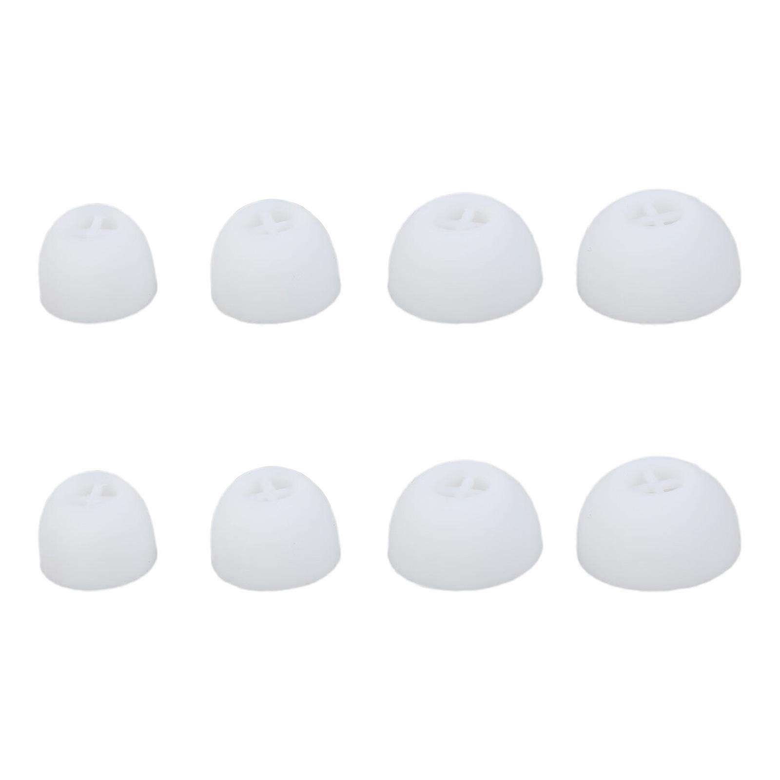 4Pairs Soft Silicone Earbuds Earphone Tip Earplug Cover for 3 Headphone Eartips  White