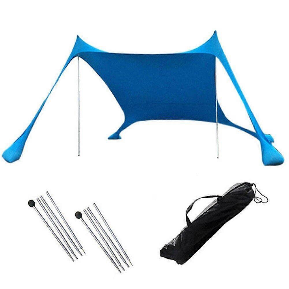 Canopy of the beach tent, beach sun shade, portable beach sun shelter, lightweight for beach, camping, fishing, garden, and outdoor activities Blue.