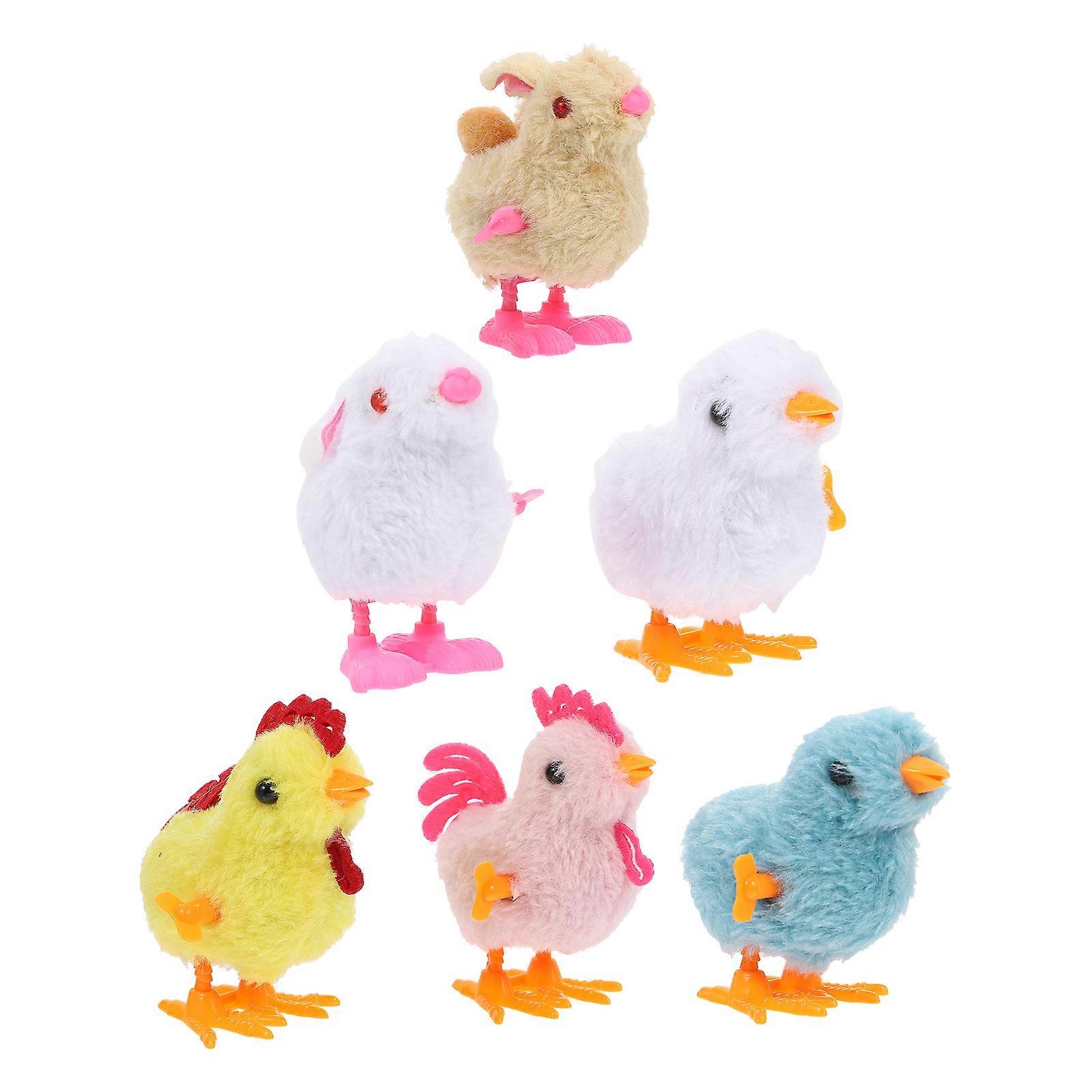 Toddler Clockwork Toy Chicken Rabbit Shape Plush Doll Jumping Decoration 6Pcs