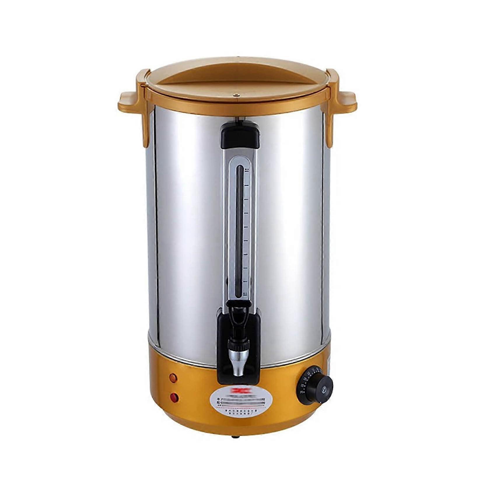 Isolated Bucket, Stainless Steel Hot Water Heater, 28L Catering Urn with Manometer, 30-110℃ for Commercial or Office Use, Gold