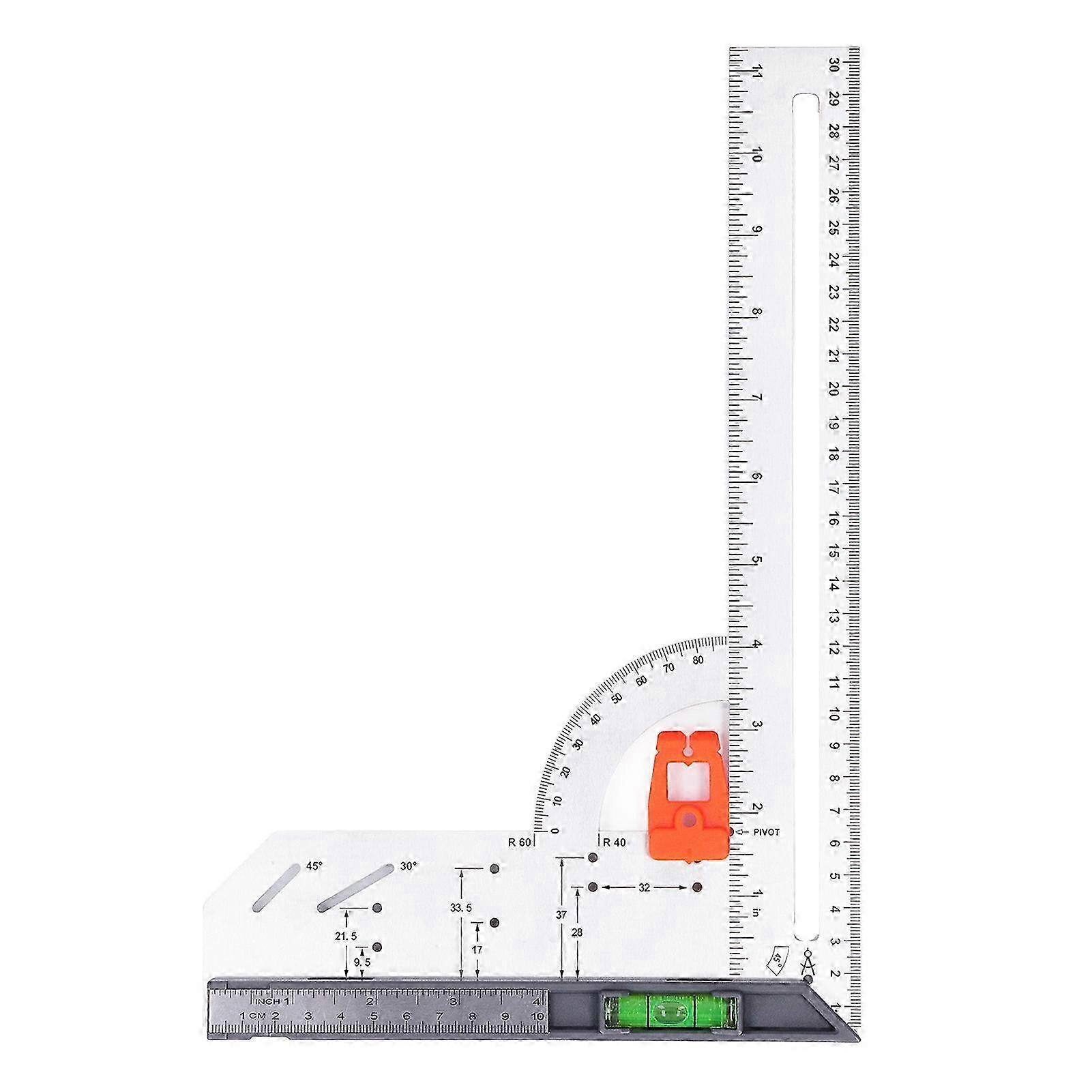 12-inch L Square Ruler - Multifunctional Carbon Steel Detachable Framing Tool for Drawing Lines & Circles - Precision Scale for Crafts