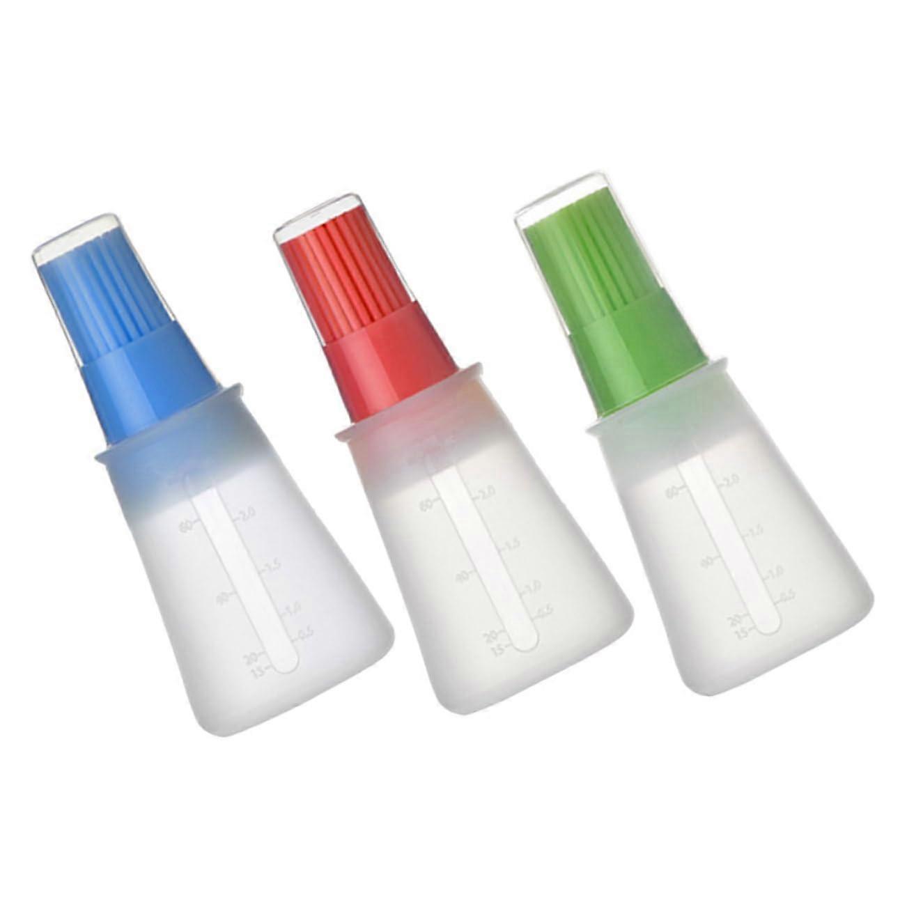 3 pieces silicone oil bottle brush with lid