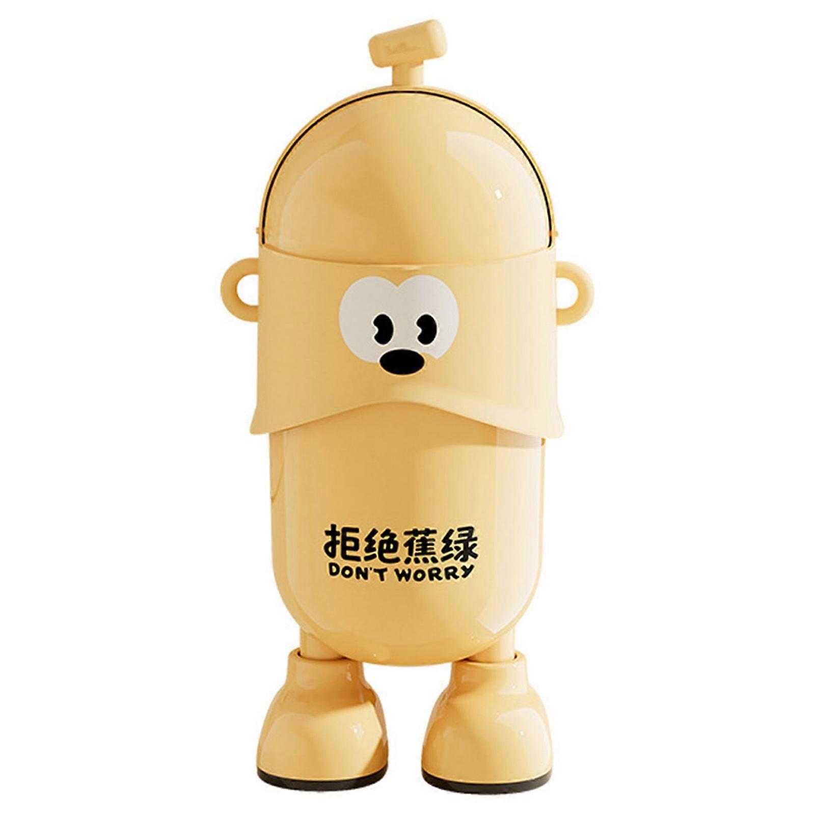 16L Whimsically Banana Shape Trash Bin Detachable Lid Plastic Garbage Can with Legs Space Saving For Multiple Room  Yellow