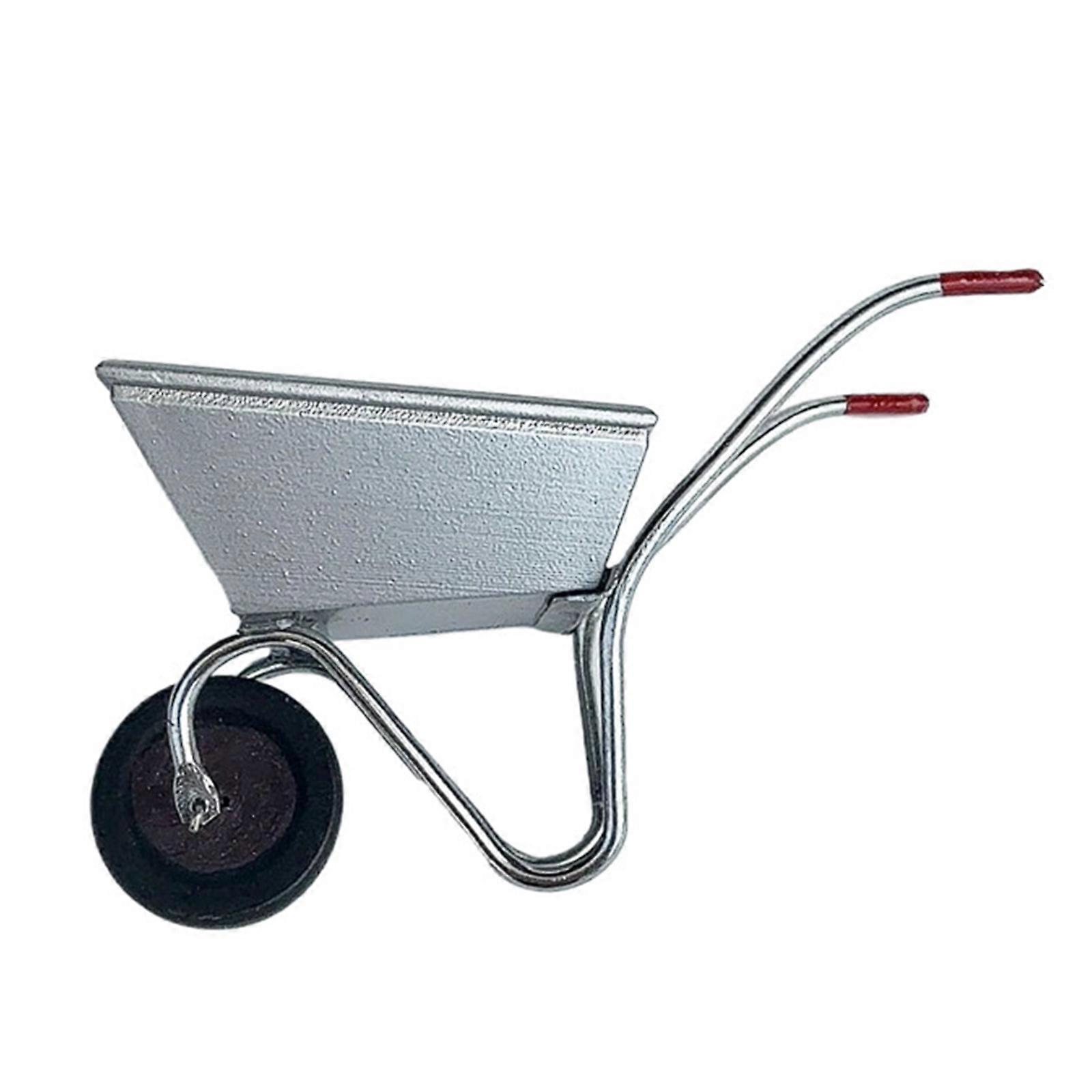 Stable Metal Miniature Farm Cart with Rolling Wheels For 1/12 Doll House Garden And Easy Assembly Scene Display Decors Multicolor