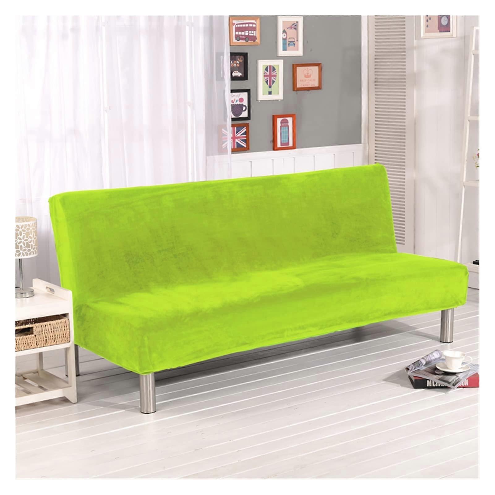 Plush Fabric Sofa Bed Cover Pleated Armless Sofa Cover Elastic Futon Cover Couch Protector Lemon Size S