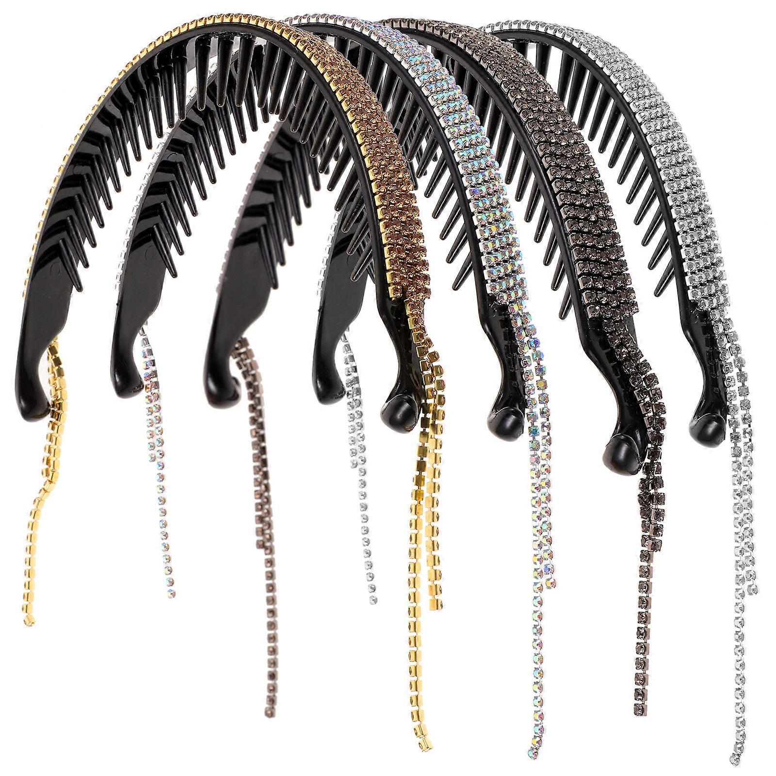 Here's a polished product description you can use for marketing or listing purposes:
**4pcs Rhinestone Hair Bun Holders with Tassels – Glitter