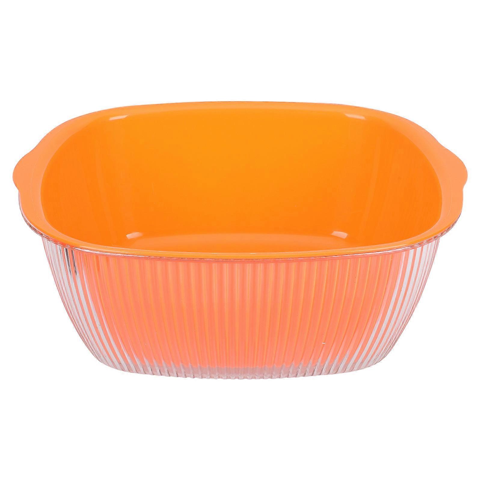 Double Layer Drain Basket For Home Use Orange 29.5x23.5cm Storing 1Set
