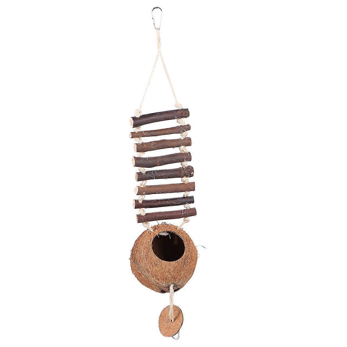 Natural Breeding Nest Coconut Shell for Birds and Small Animals Coffee 40x10.5x15 cm Playing 1Pack