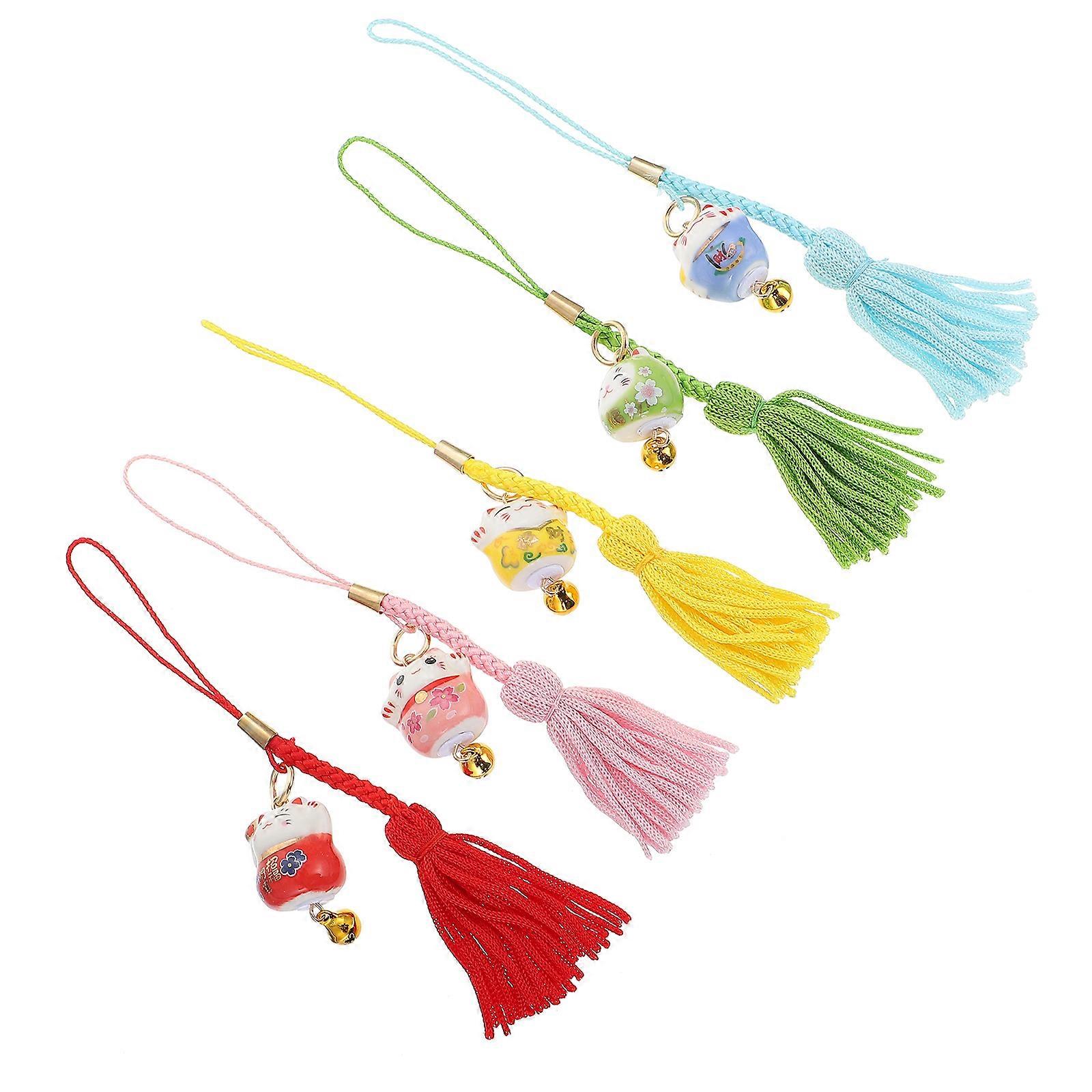 Cat Key Hook 5Pcs Hanging Charms Assorted Color Decoration Mobile Phone Case Decoration Key Bag Hanging