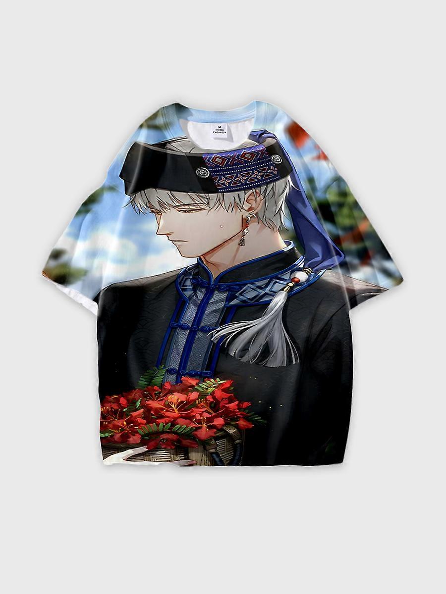 T-shirt round neck Role Pattern loose short sleeve B371