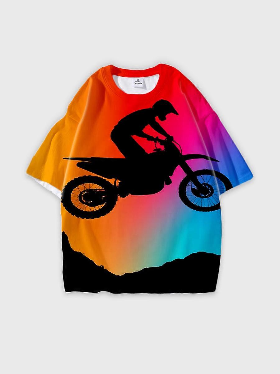 T-shirt round neck Pattern loose short sleeve E590