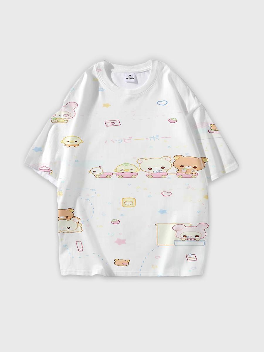 T-shirt round neck Cartoon Pattern loose short sleeve D3012
