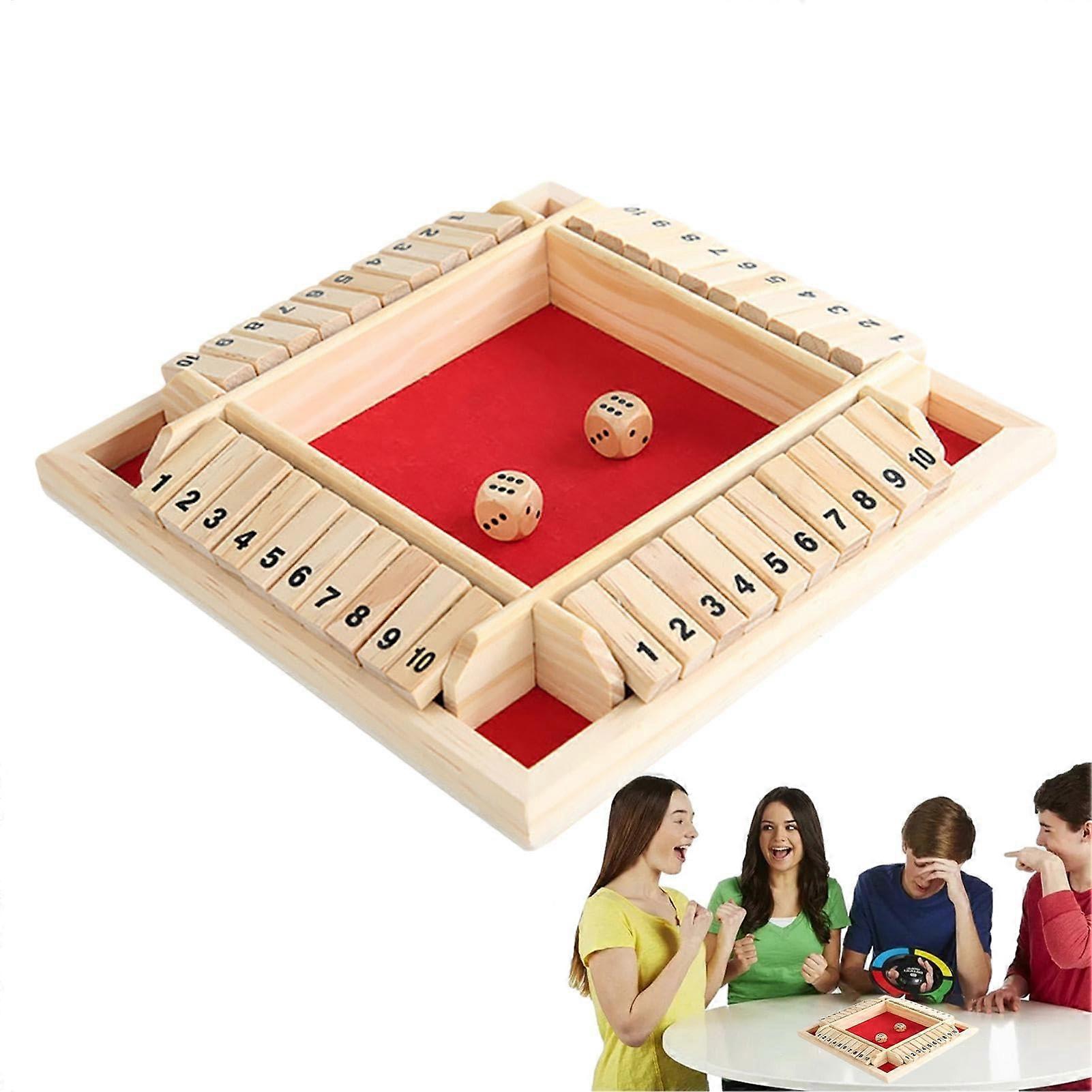 Box Dice Game Wooden Board Game Bar Games for Parties, Strategy Game for Learning, 2–4 Players, Improves Math Skills, Red.