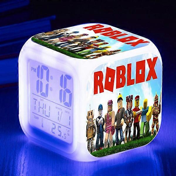 Roblox Print Digital Alarm Clock with 7 Color Changing Game Night Light LED Display Bedside Clock Ornament Home Decor Toy for Children Gift (YJD)