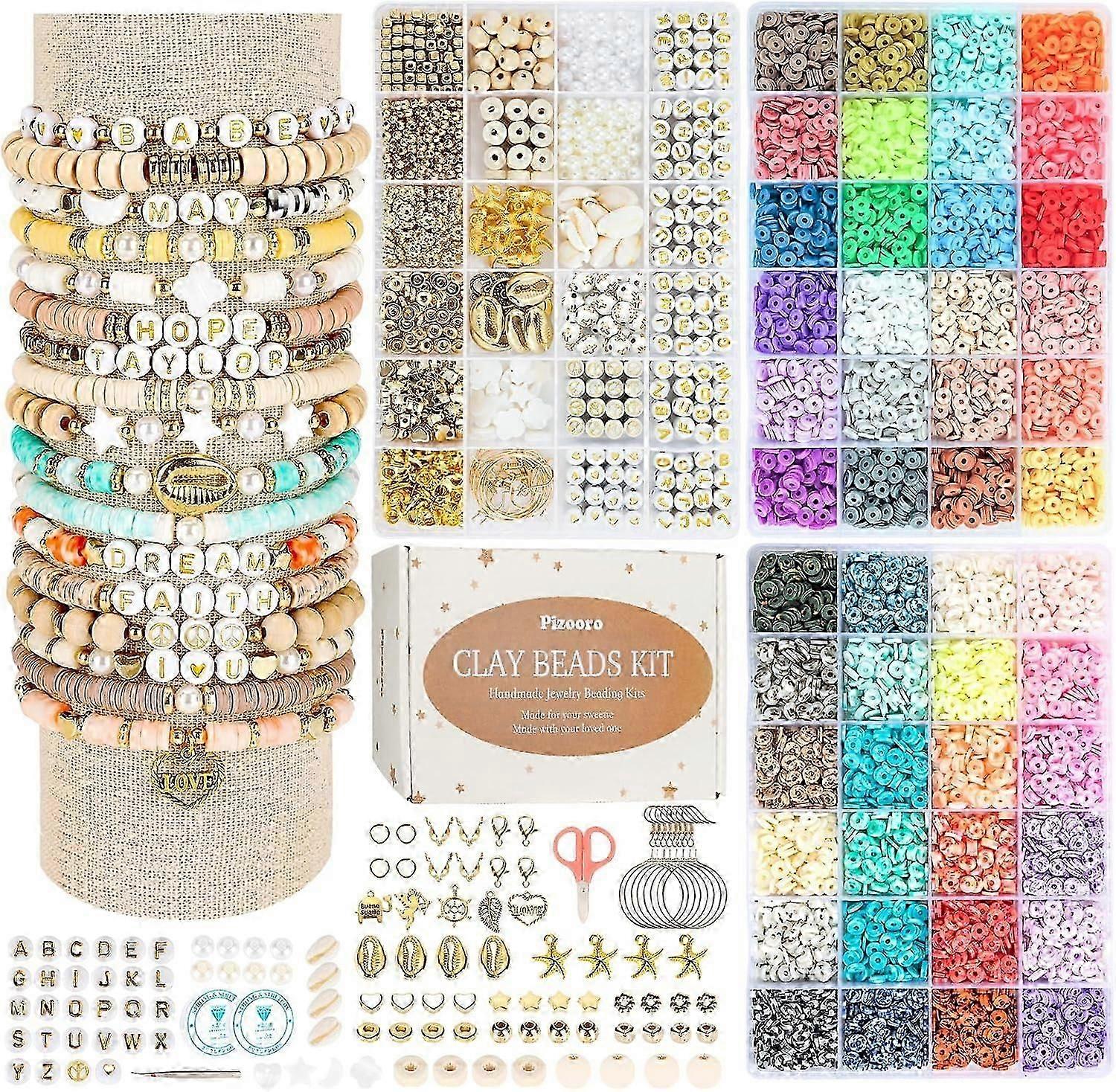 Clay Beads Boxes Bracelet Making Kit, 10500pcs Beads for Jewelry