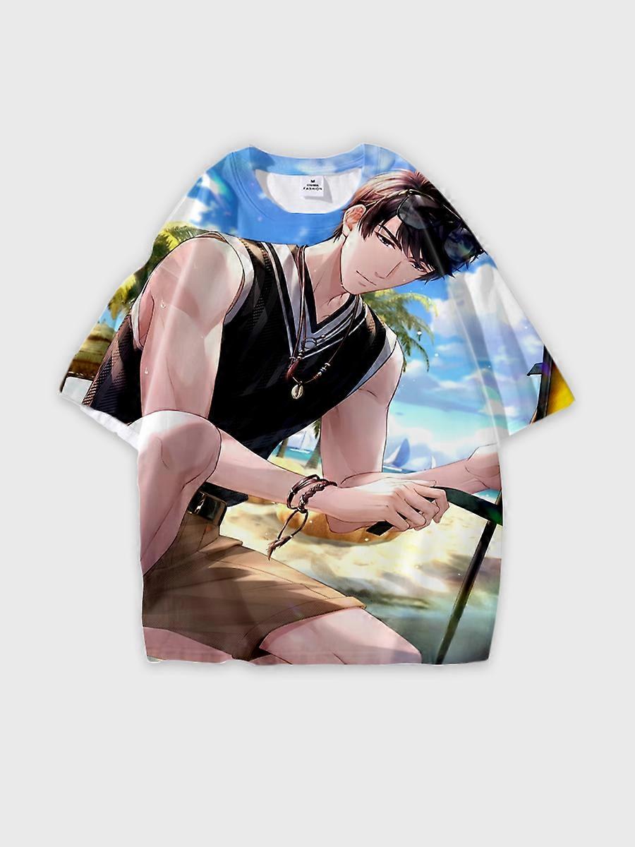 T-shirt round neck Role Pattern loose short sleeve E3281