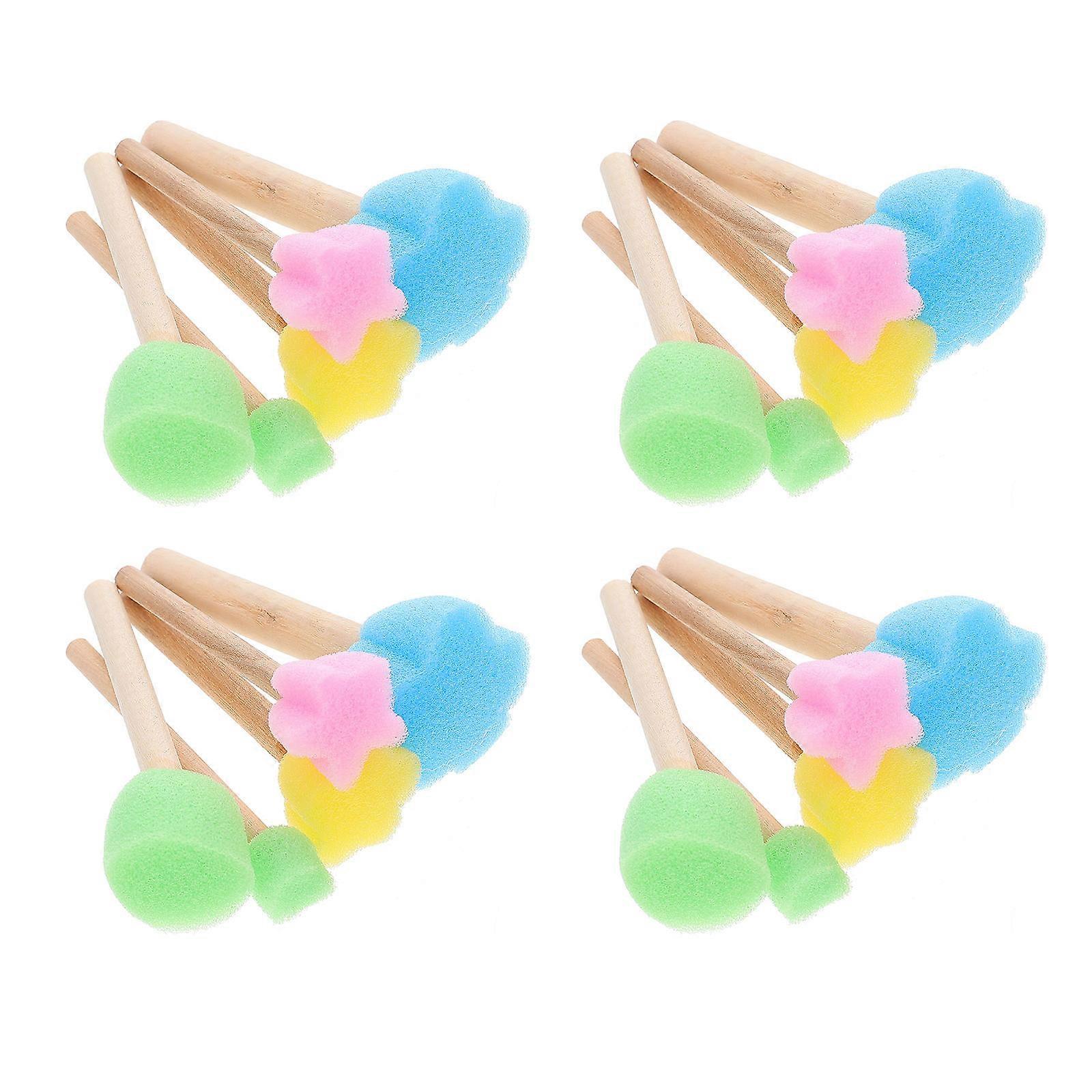 Kids Sponge Painting Set 20Pcs Rectangular Brushes Perfect For Portable Art Studios And Early Childhood Learning