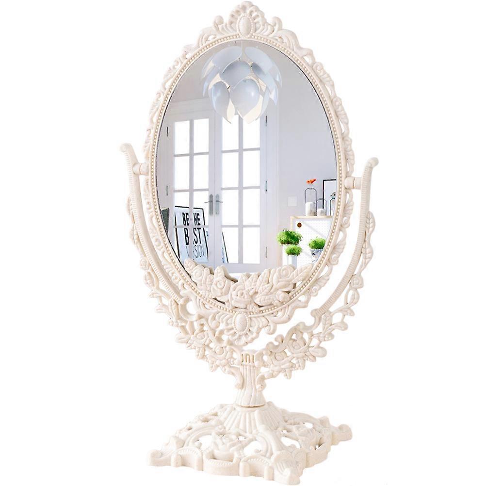 Desk Mirror Tiltable High Definition Reflection Glass Material Square Shape European Palace Style 1Pack