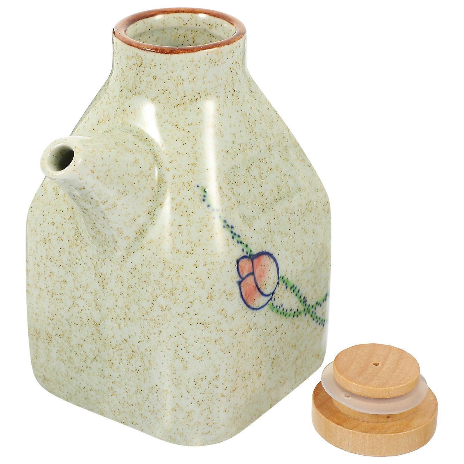 Light Green Ceramic Cooking Oil Dispenser Premium Soy Sauce Container for Home Use 12 oz