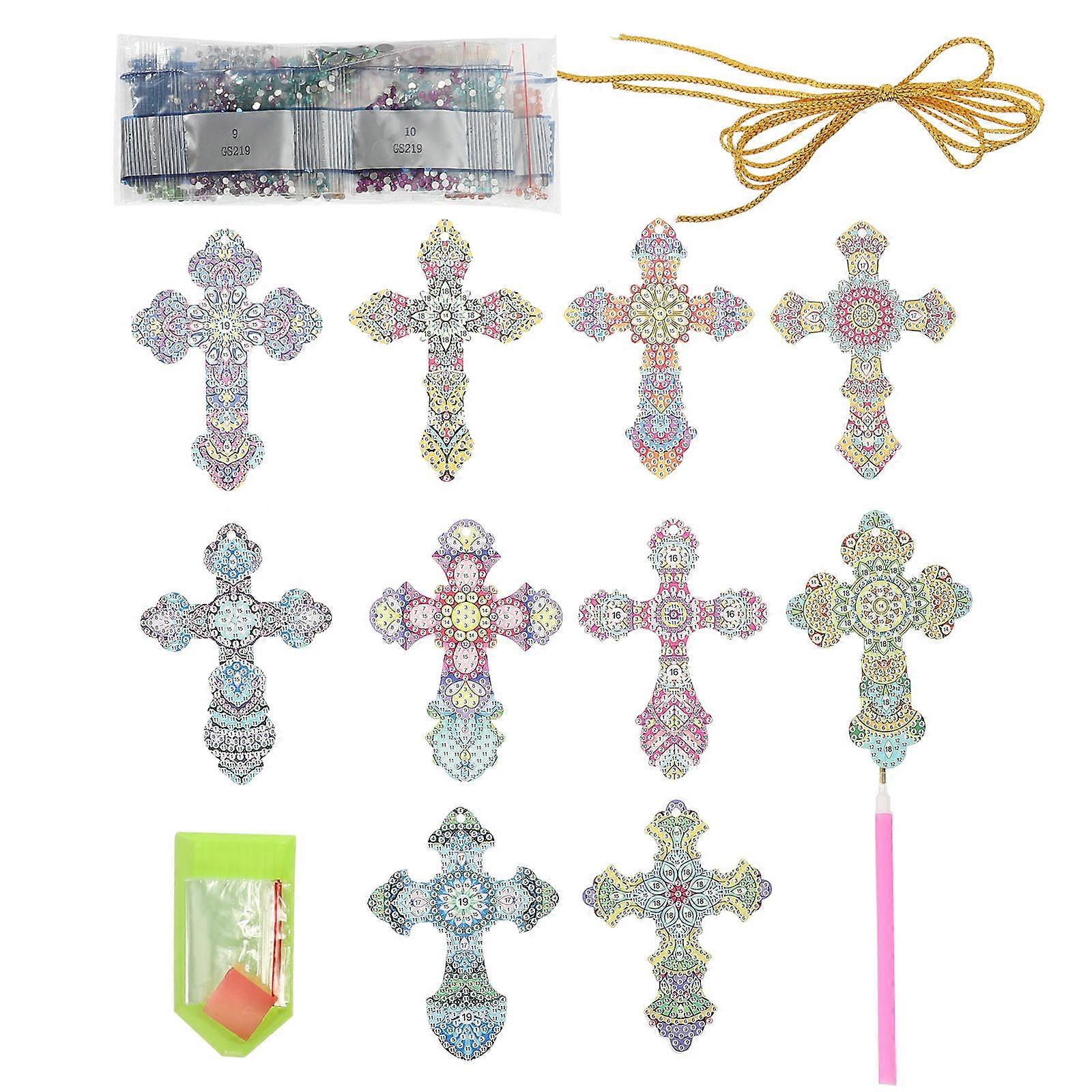 1 Set Cross Diamond Arts Painting Pendant Cross Shaped Hanging Diamond Picture