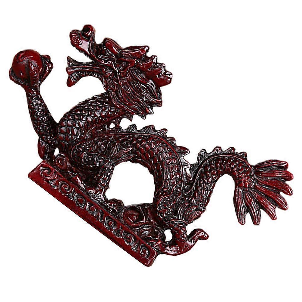 Dark Red Resin Dragon Statue for Decor Small and Compact Chinese Dragon Figurine 6.3 Inches