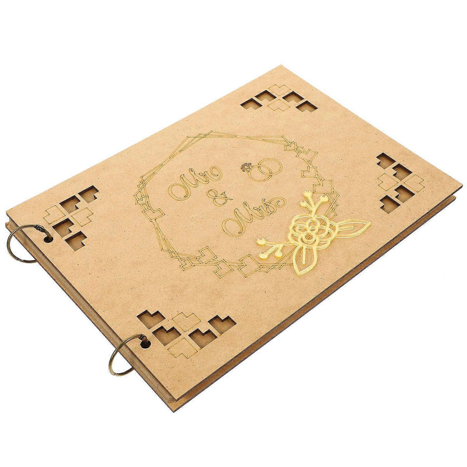 Rustic Wedding Attendance Book Memory Preservation Brown Density Board 1Pack