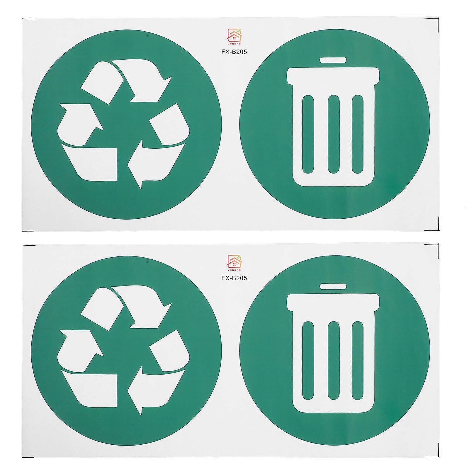 Waste Container Stickers Trash Can Sticker Green Waterproof For Outdoor Use Waste Sorting 2 Sheets