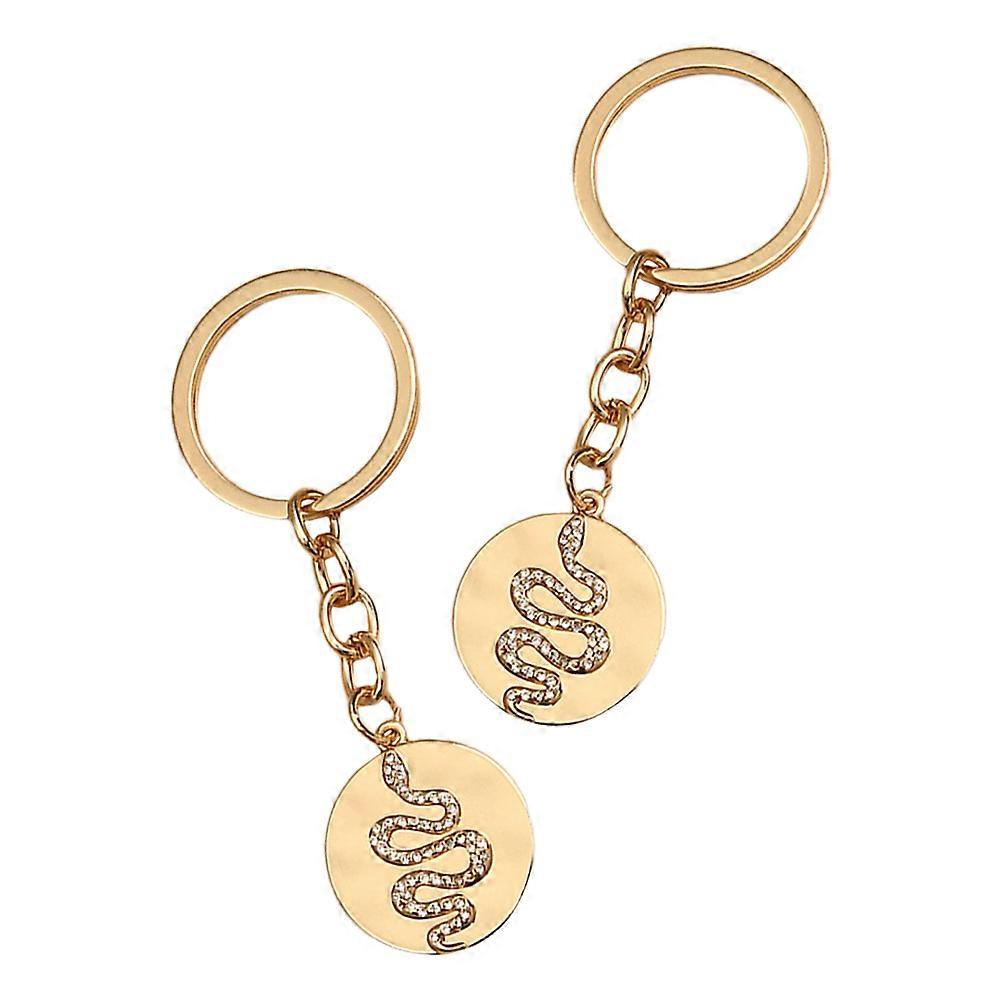 Round Snake Key Ring Metal Decoration For Daily Use With Golden Color 8.2X6X1CM 2Pcs