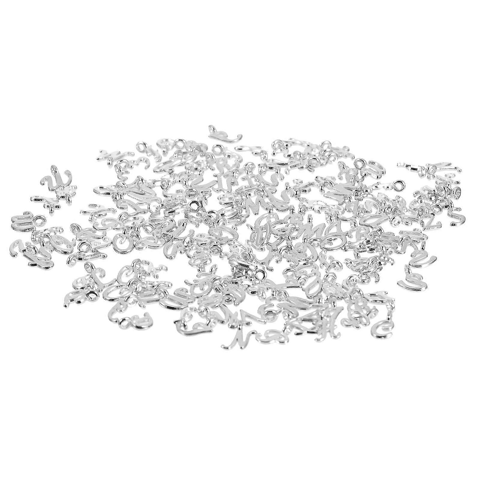 Silver Metal Alphabet Charms Set 104pcs Multi Functional Letter Pendants with Loop for DIY Jewelry Making Ideal for Bracelets, Necklaces &