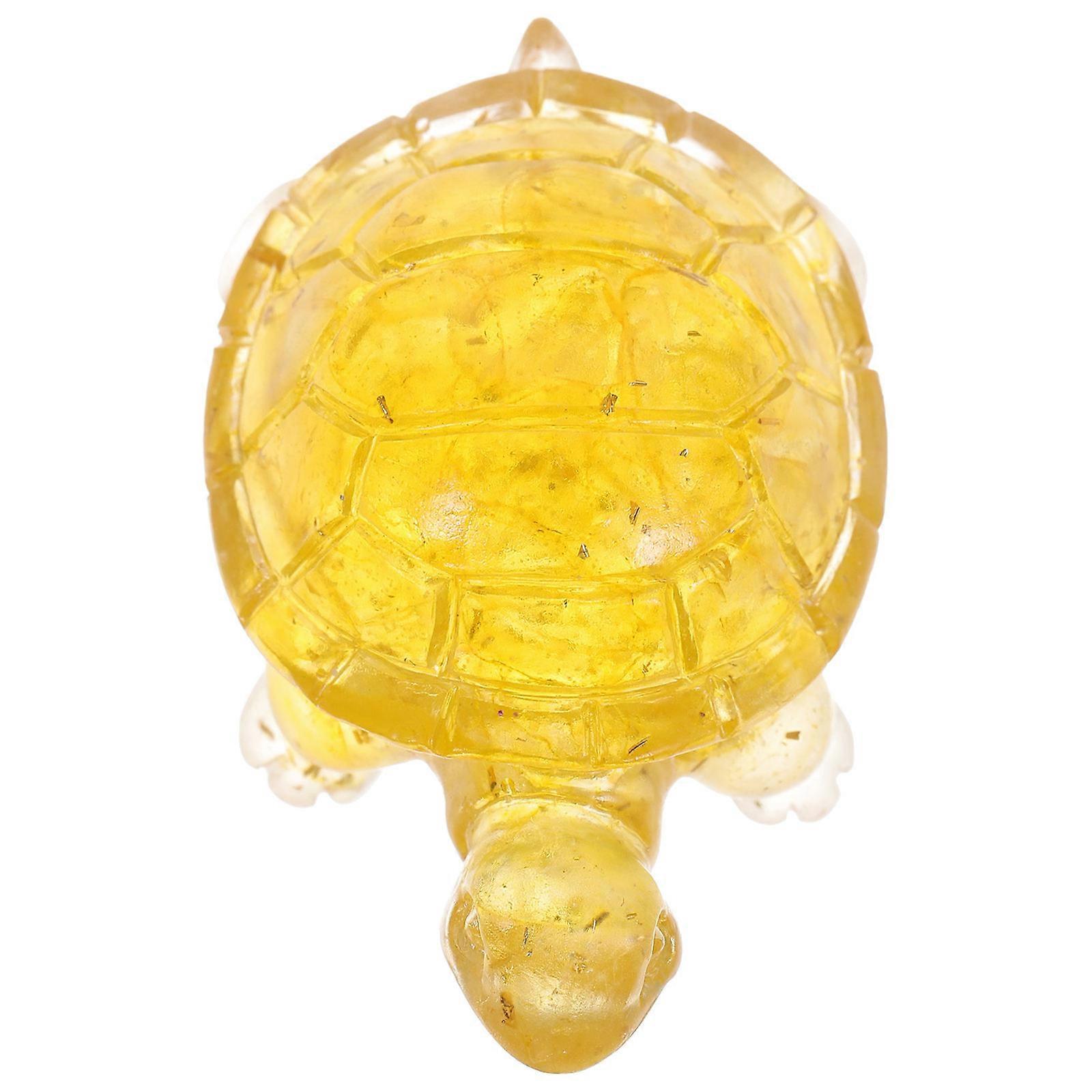 Unique Resin Turtle Ornament Ideal For Tabletop Decor In Yellow Color With Drip Gel Process Design 1Pcs