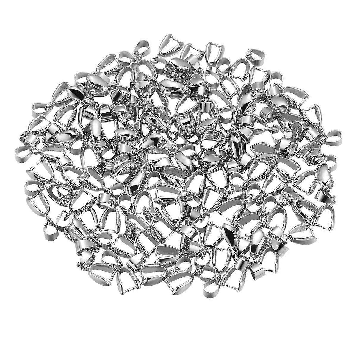ROSENICE 100 Pcs 20mm Metal Pinch Clip Bail Bead Pendant Clasp Necklace Bracelet Connector for DIY Jewelry Findings Accessories