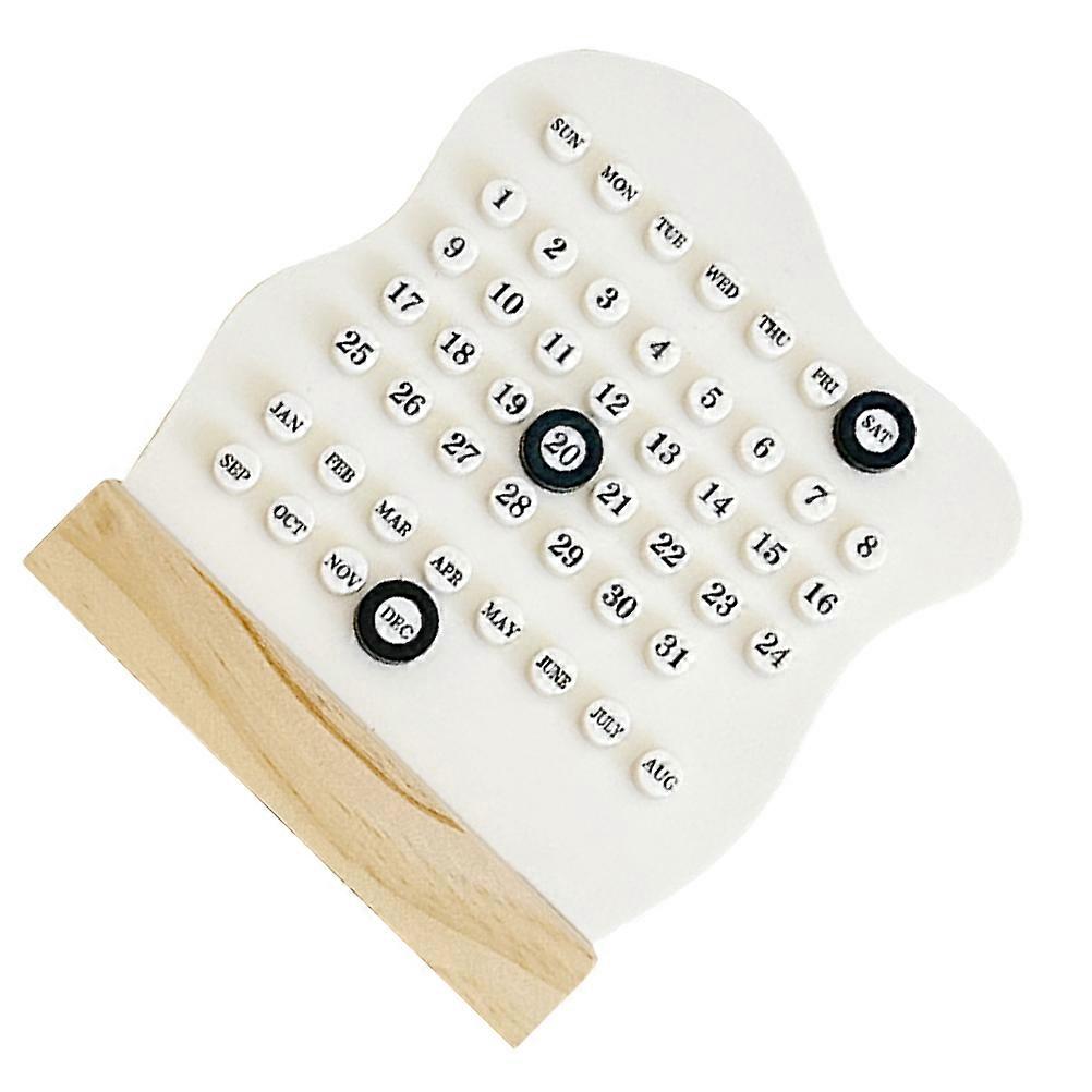 Wooden Perpetual Calendar Desk Ornament For Home Use And Office Decor Unique Daily Date Display In White Color 1Set