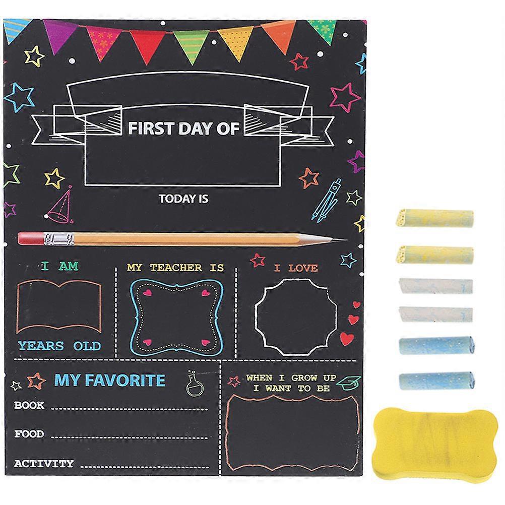Double Sided Letter School Chalkboard Sign with Eraser & Chalks for First Day of School Room Decoration Random Color