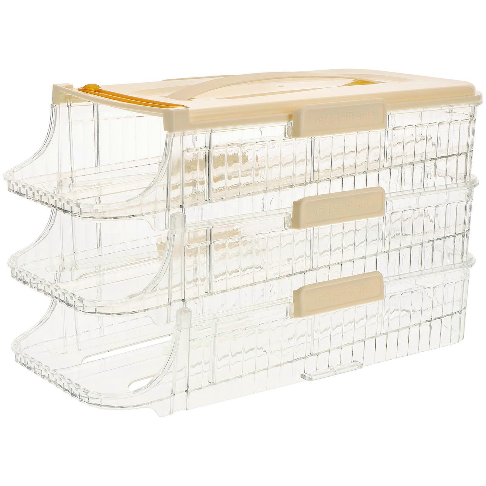 Rolling Egg Holder For Refrigerator Multi-layer Egg Storage For Kitchen And Dining Room 33x18.5cm White Plastic 1Pcs