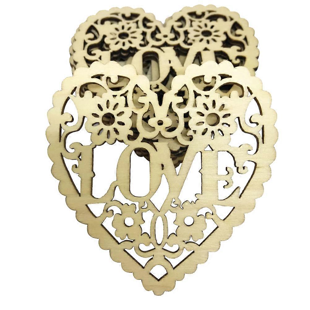 Wooden Heart Shapes for Decor Natural Light Yellow Color Smooth Finish with Ropes 8 * 8 * 0.3cm