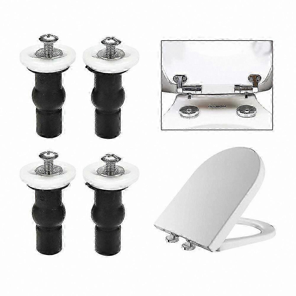 Universal Toilet Seat Mounting Kit with Rubber Screws, Nuts, Bolts, and Washers - 4 Pieces
