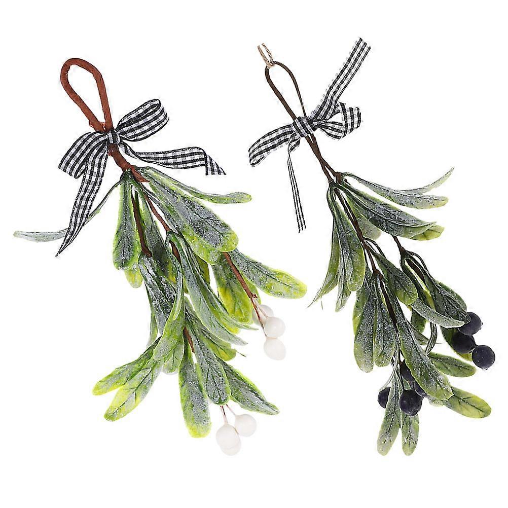 Artificial Teardrop Swag Hanging Branches for Christmas Fireplace Window Decoration – Realistic Fake Blueberry and Colored Faux Branches with Ribbon