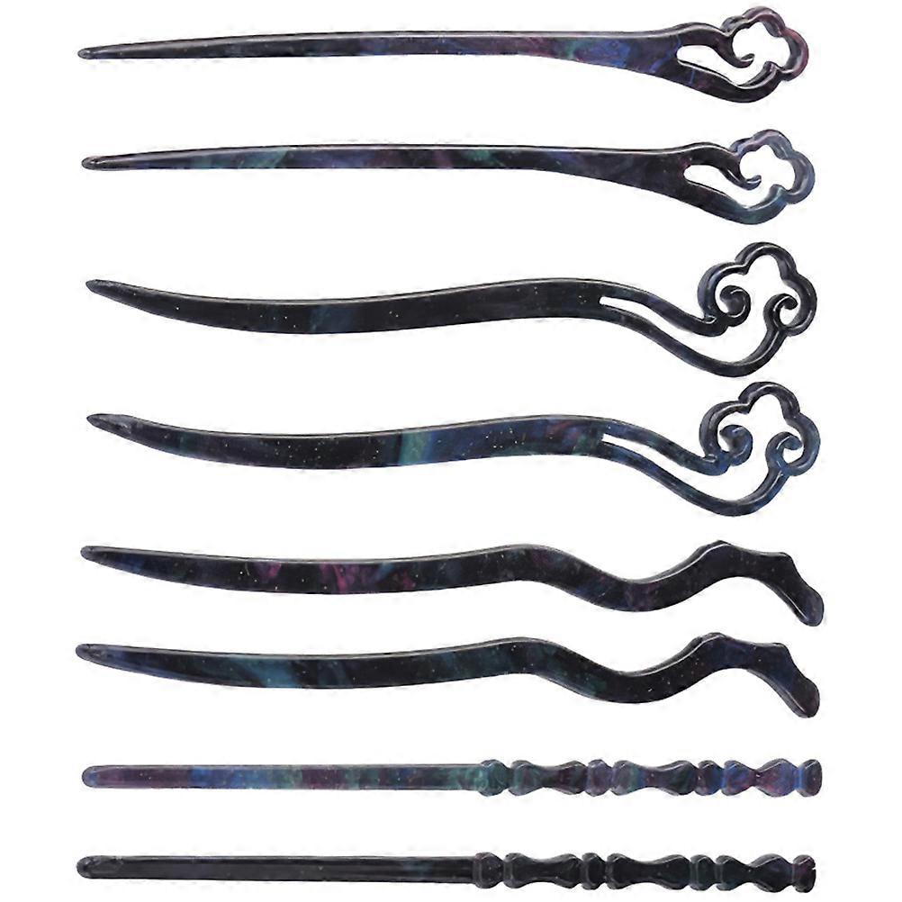 Charming Ancient Hair Sticks for Women in Assorted Colors Made of Acetate Fibre Lightweight and Durable 8 Pcs