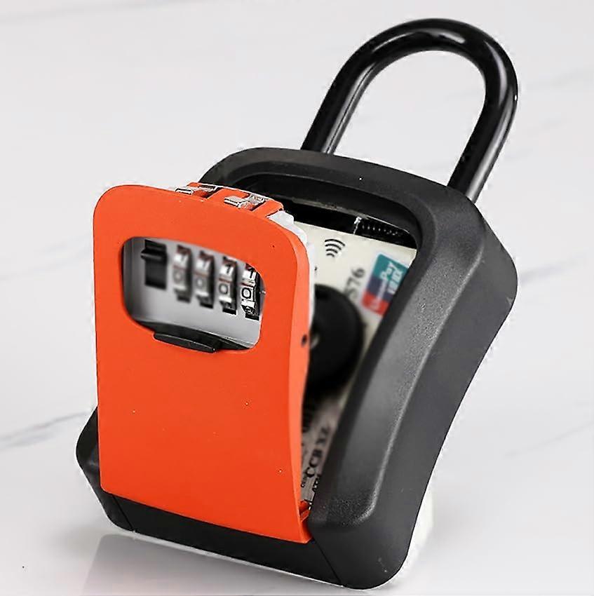 Lock Key Safe, Combination with Resettable 4Digit Code Wall Mount (Orange)