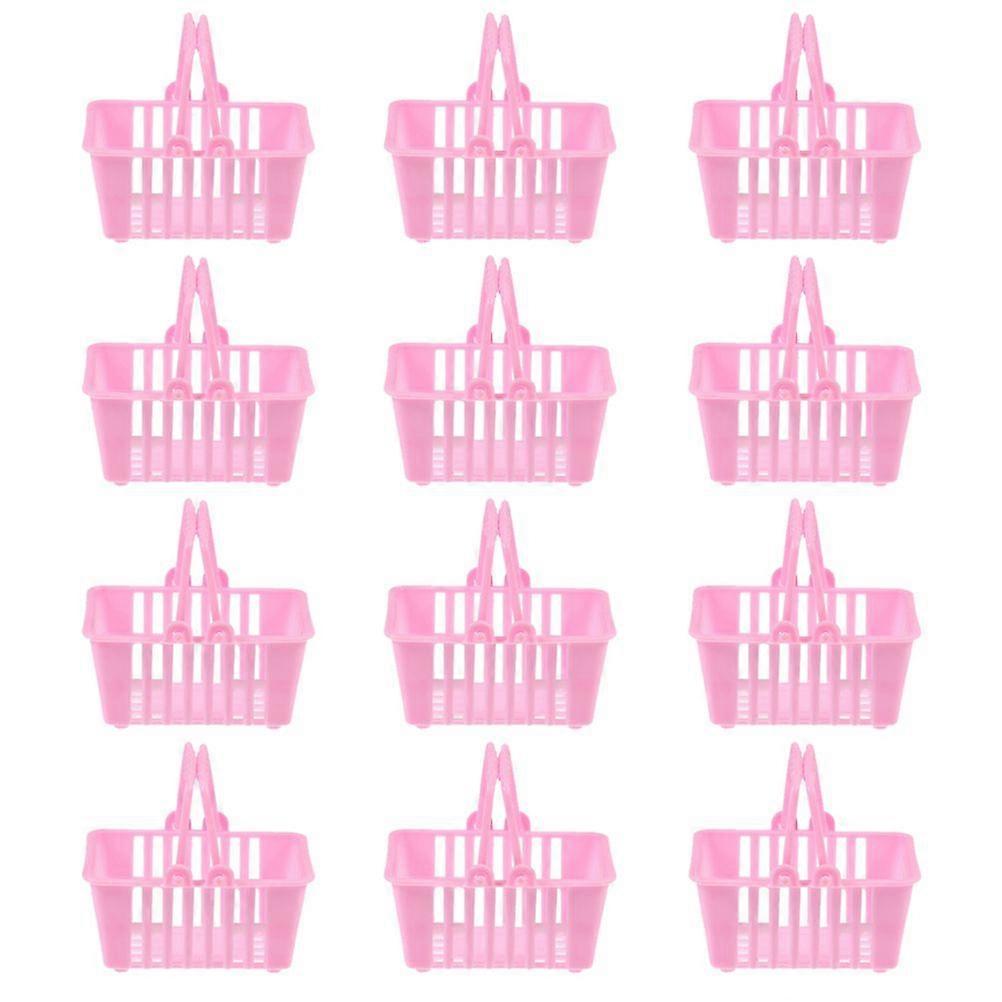 12pcs 미니 쇼핑 바구니 집 바구니 아이 작은 사탕 바구니 재생