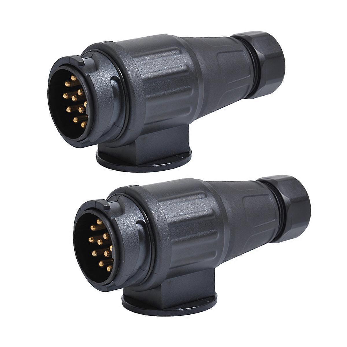 2pcs 12V 13 Pin Trailer Plug Adapter for Durable Trailer Use Black Nylon Material