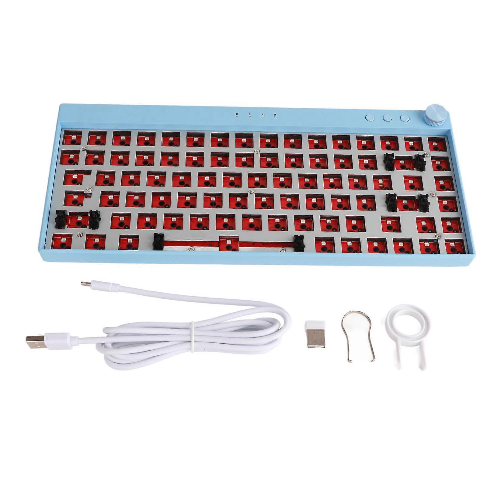 DIY 84-Key Mechanical Keyboard Kit RGB Hot Swap Wireless BT 2.4G Type C Custom Blue