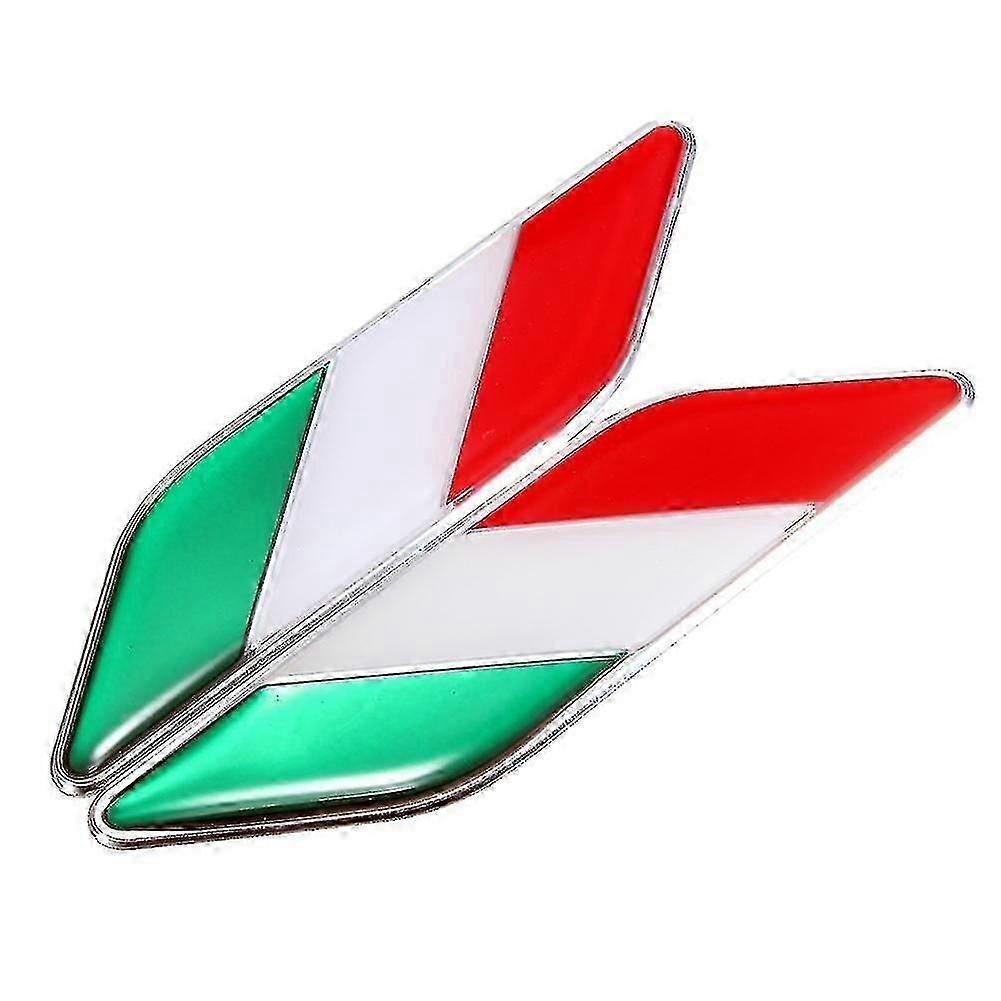 2pcs 3d Italian Flag Adhesive Car Sticker Badge Waterproof Emblem Styling Decor-Splendid