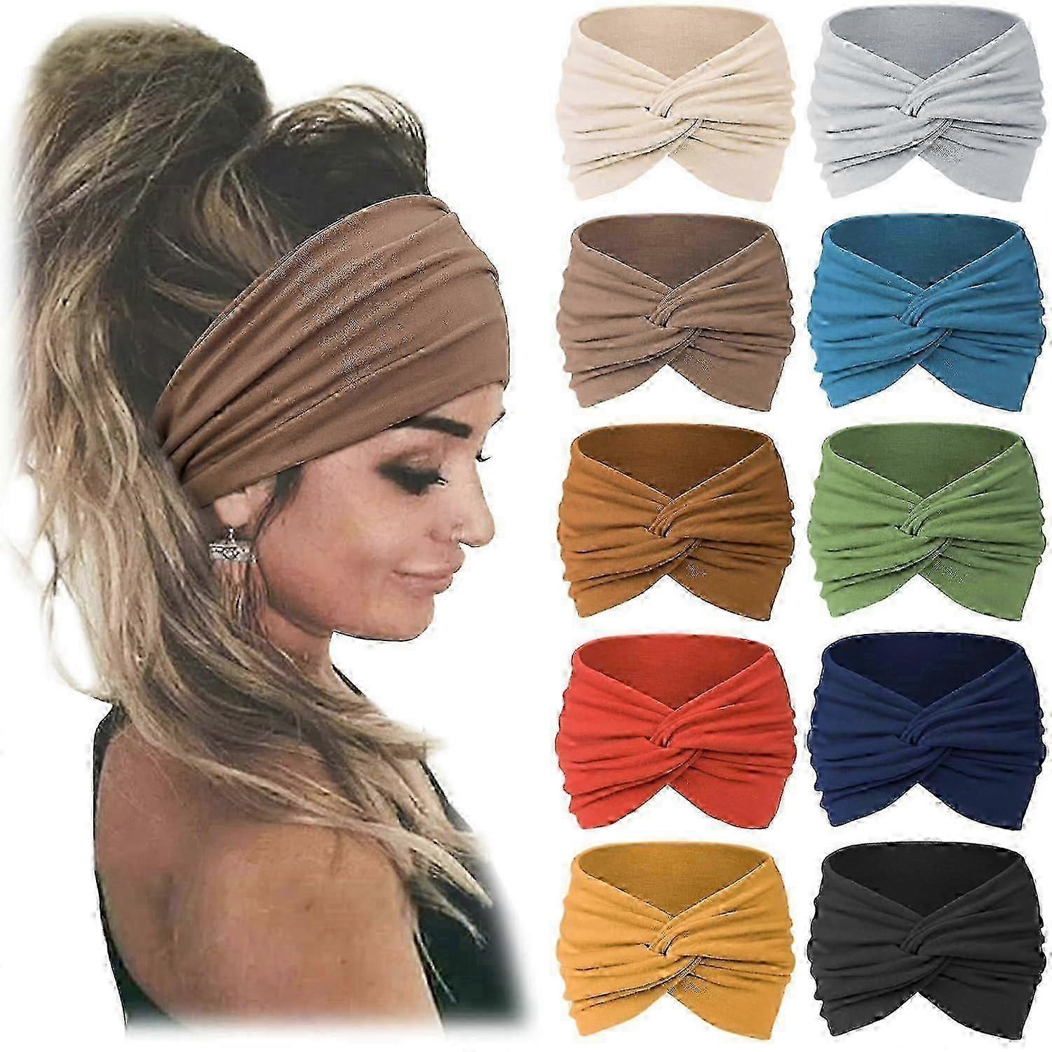 10 יחידות נשים סרטי ראש אפריקאי רחב שיער לעטוף רצועות ראש טורבן נוספות לגברת