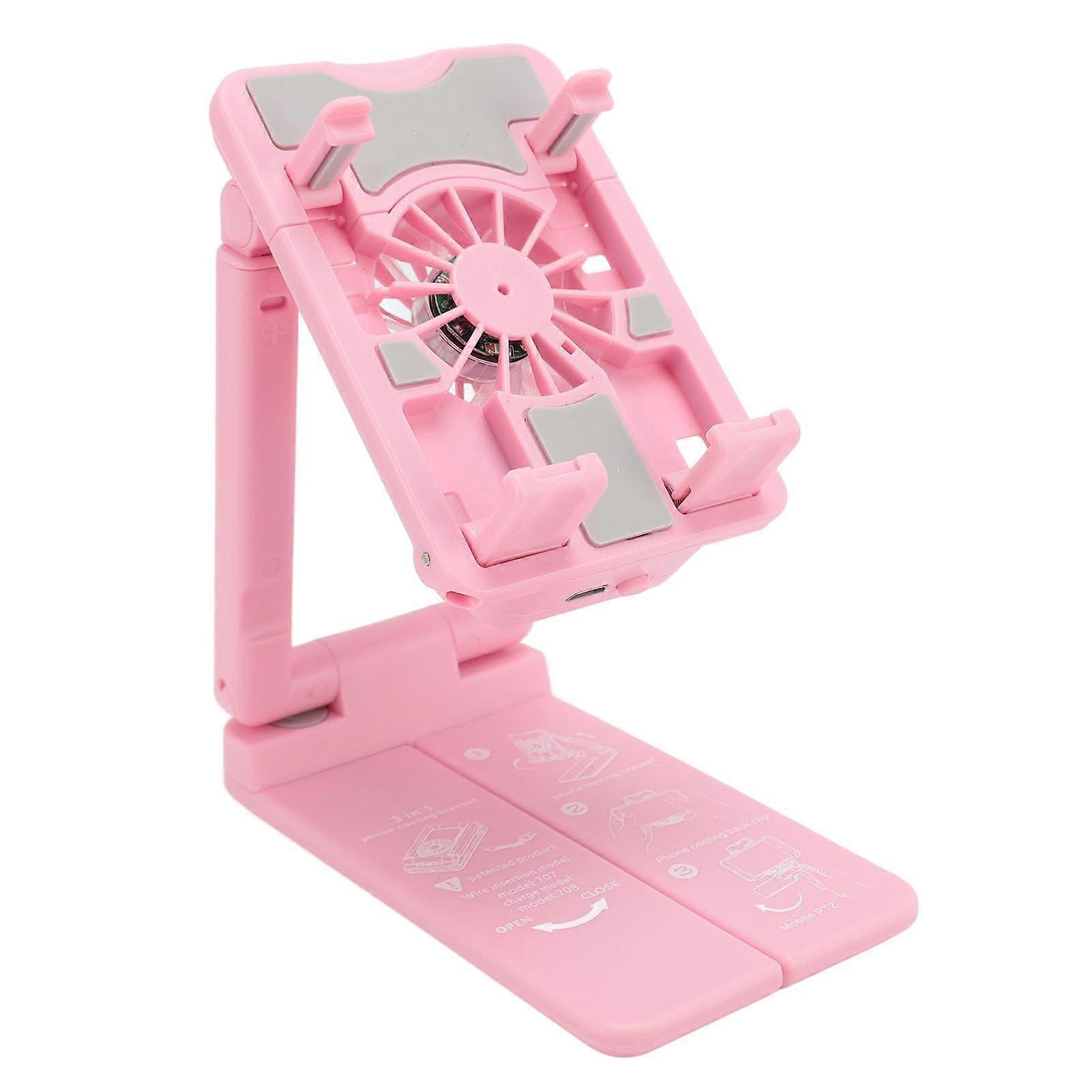 Mobile Phone Cooler Adjustable Height Standing Phone Stand For Gaming Rosy Color Heat Dissipation