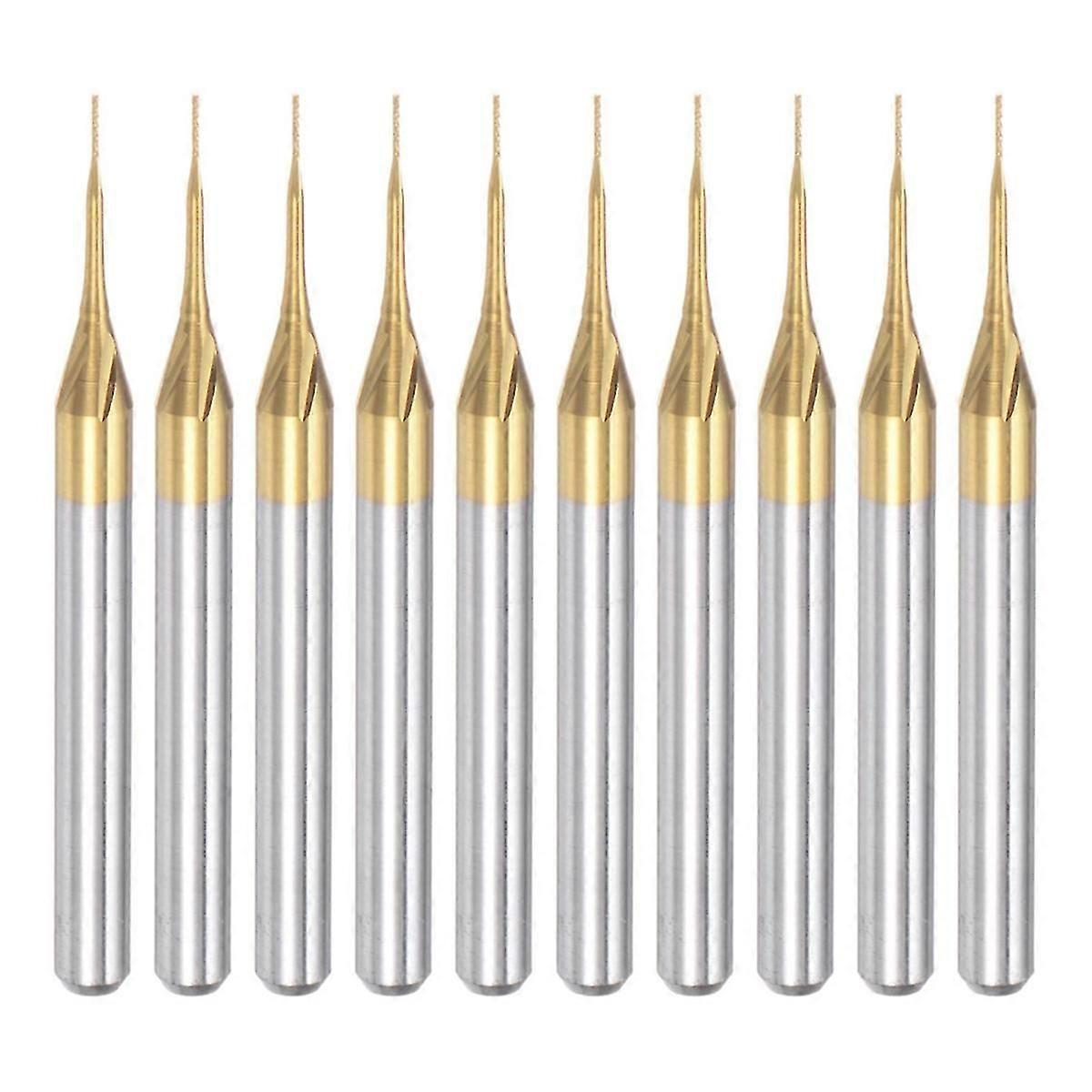 10PCS Titanium Coat Carbide For PCB Machine, 1/8 Inch Shank 0.3Mm