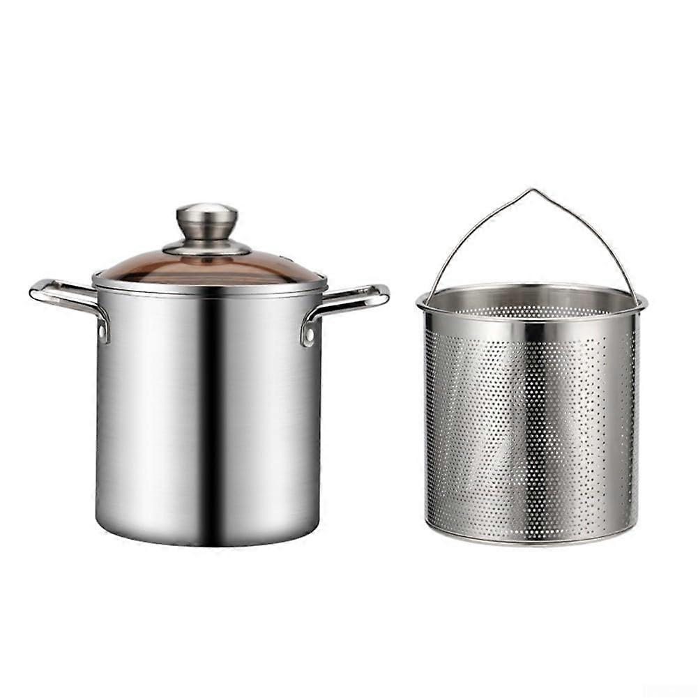 304 Stainless Steel Frying Pan Household Frying Pan with Filter Set Double Frying PanFilter 3000Ml for Kitchen Ref: 7142