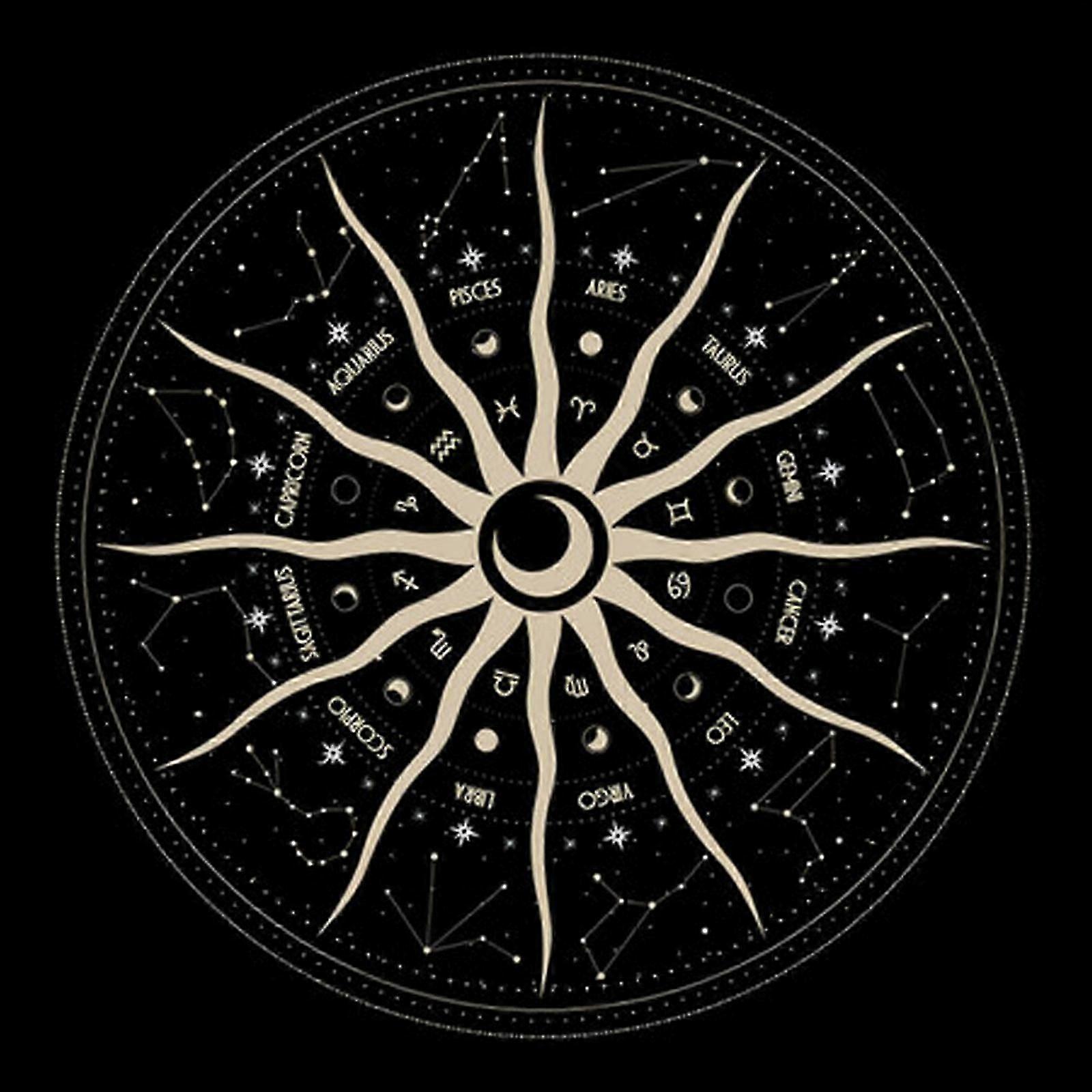 Tarots Tablecloth Thickened Nonslip Table Cloth Moon Phases Plant Table Cloth for Tabletop