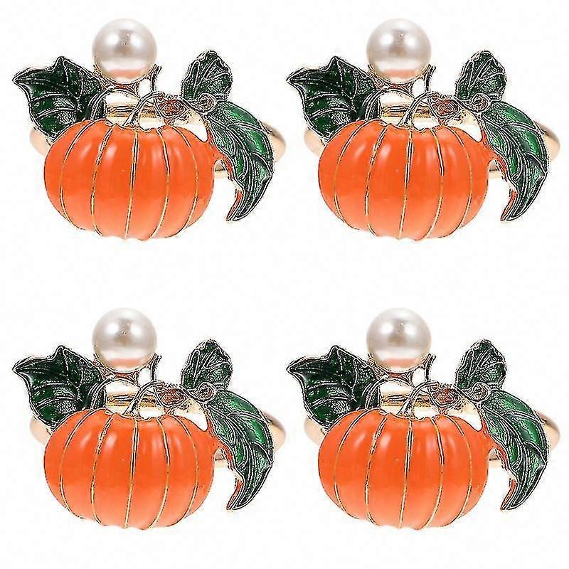 4pcs Pumpkin Napkin Buckle For Halloween Decorations