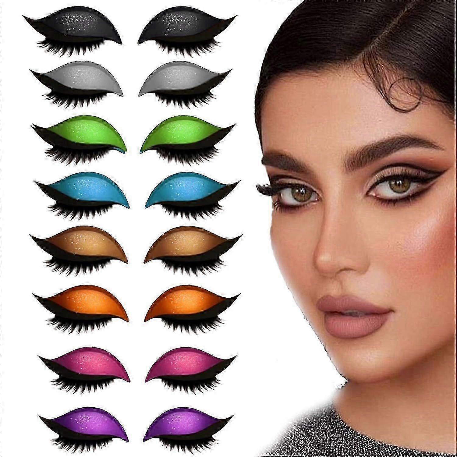 Lazy Eye Shadow Eyelash Patch, 2025 New Eyeshadow Eyelash Stickers, 3-in-1 Self-Adhesive Reusable Fast Eye Makeup Stickers with False Lashes, Shadow